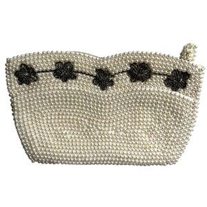 Vintage purse clutch white pearl beading never used original box
